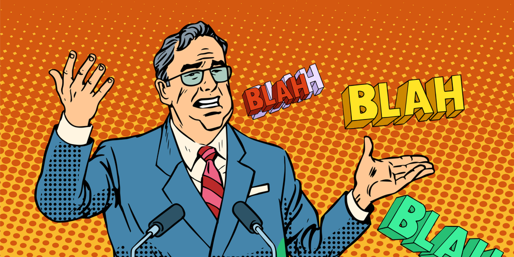 Cartoon politician only says "blah"