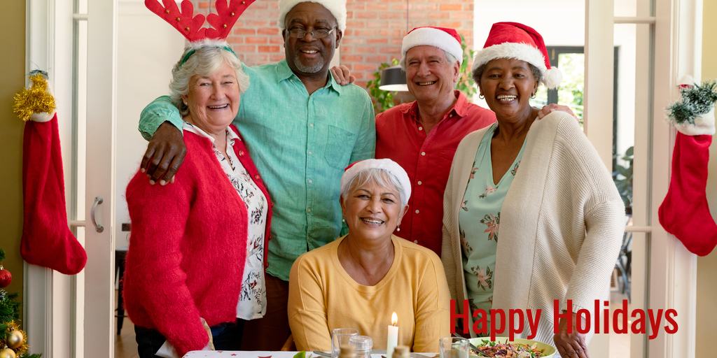 Happy Family and Friends pose for Holiday Photo